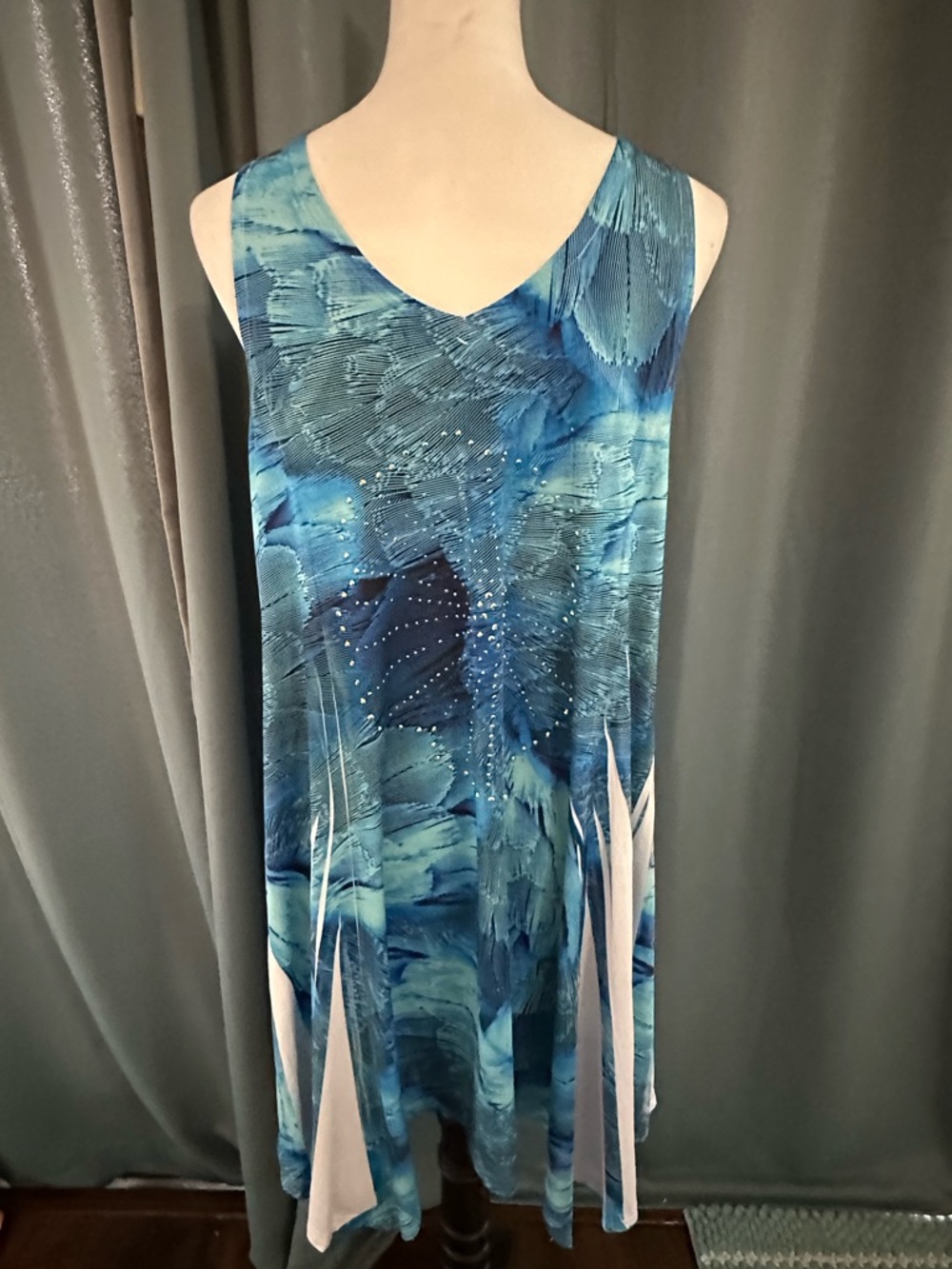 India Boutique Teal and Navy Striped V-Neck Tunic